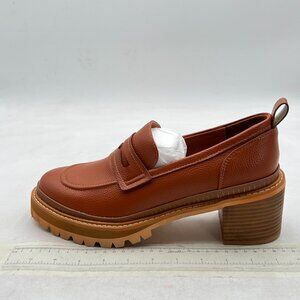 Brown Women's Platform Round Toe Loafers Chunky Low Heels Pumps Slip On Shoes